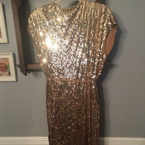 Michael Kors sequin gold wrap dress xl